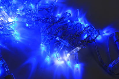 LED-PLS-100-10M-240V-B/C-F(W)-W/O,Синий/белый флэш на прозр. пр., соед.(без шнура) С КОЛПАЧКОМ фото 1