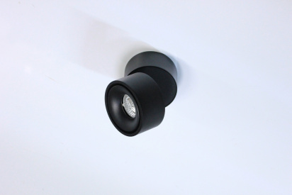 Потолочный накладной светильник ROUND-OUT-01-1-BL-WW (теплый белый свет, черный корпус)  фото 1