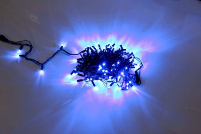 LED-PLS-100-10M-240V-B/BL-W/O, синяя/черный провод, соединяемая (без силового шнура) С КОЛПАЧКОМ фото 2