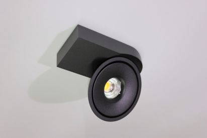 Потолочный накладной светильник ROUND-OUT-02-BL-WW (теплый белый свет, черный корпус)  фото 1