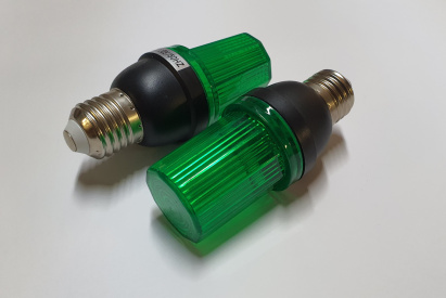 NEW2024 LED лампа-вспышка E-27, зеленая G-LEDJS07G (60 вспышек в минуту) фото 2