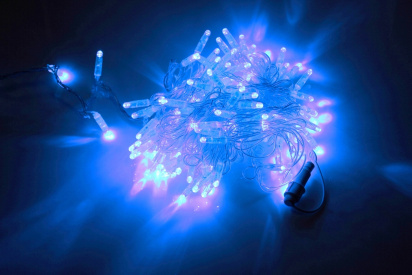 LED-PLS-100-10M-240V-B/C-W/O, синяя/прозрачный провод, соединяемая (без силового шнура) С КОЛПАЧКОМ фото 3