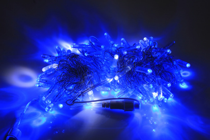 LED-PLS-100-10M-240V-B/C-F(W)-W/O,Синий/белый флэш на прозр. пр., соед.(без шнура) С КОЛПАЧКОМ фото 2