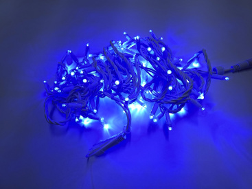 LED-PLR-100-10M-240V-B/WH-W/O Светодиодная гирлянда фиксинг 10м, IP65, 240V, синие LED/провод каучук фото 1