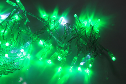 LED-PLS-100-10M-240V-G/C-F(W)-W/O,Зеленый/белый флэш на прозр. пр., соед.(без шнура) С КОЛПАЧКОМ фото 1